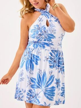 Lilly Pulitzer Montecito Skirted Romper Dress White Jet Set Jungle Size Small